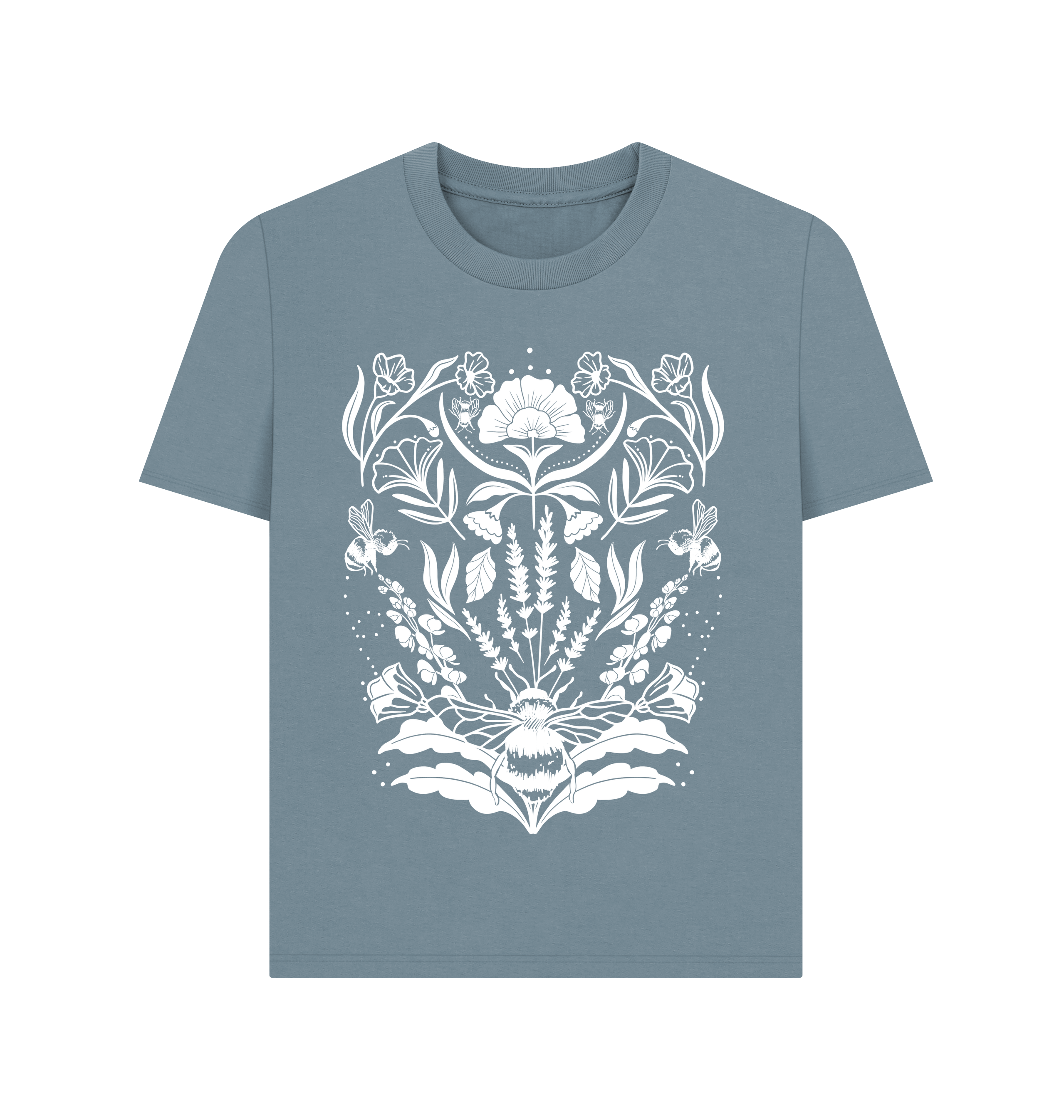 Stone Blue Printed T-shirt Front