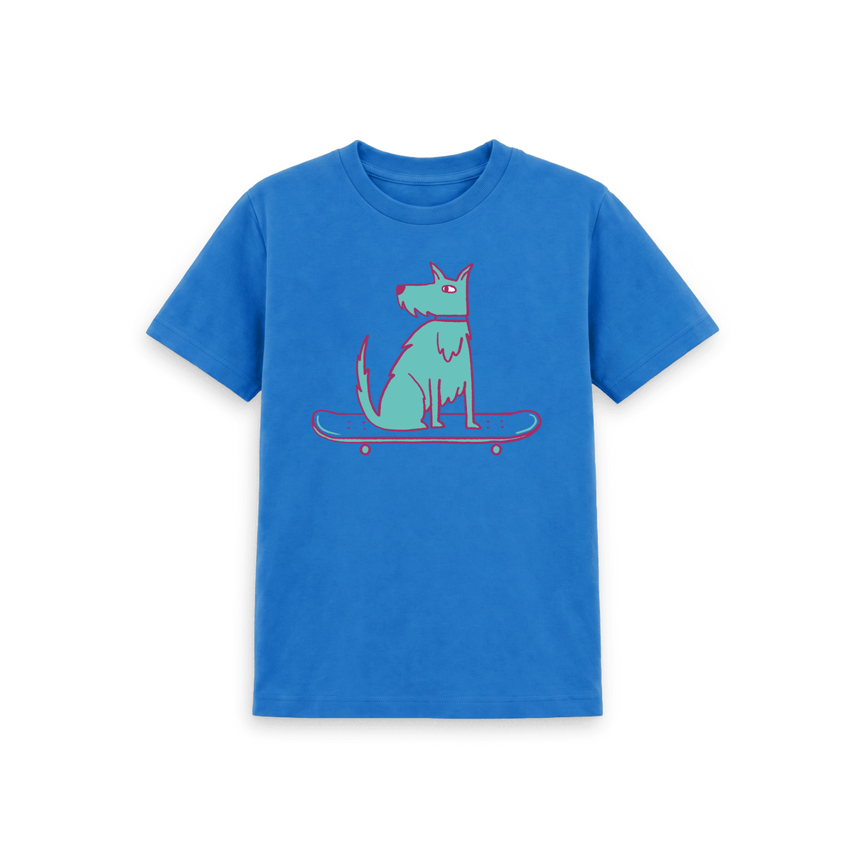 Bright Blue Printed Kids T-Shirt Front