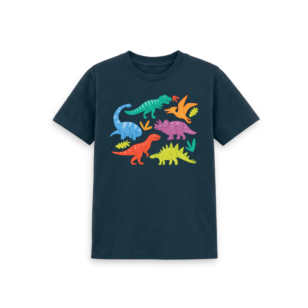 Denim Blue Printed Kids T-Shirt Front