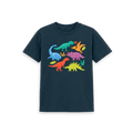 Denim Blue Printed Kids T-Shirt Front