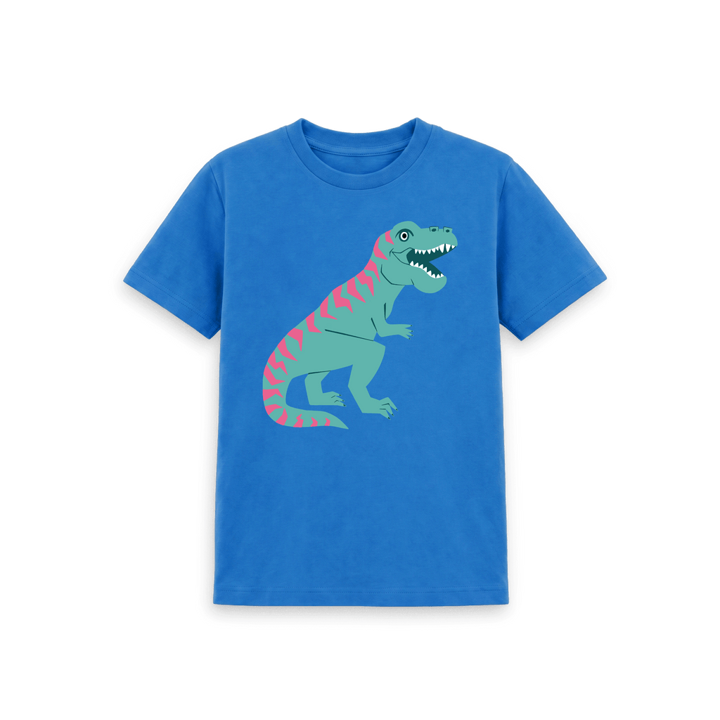 Bright Blue Printed Kids T-Shirt Front