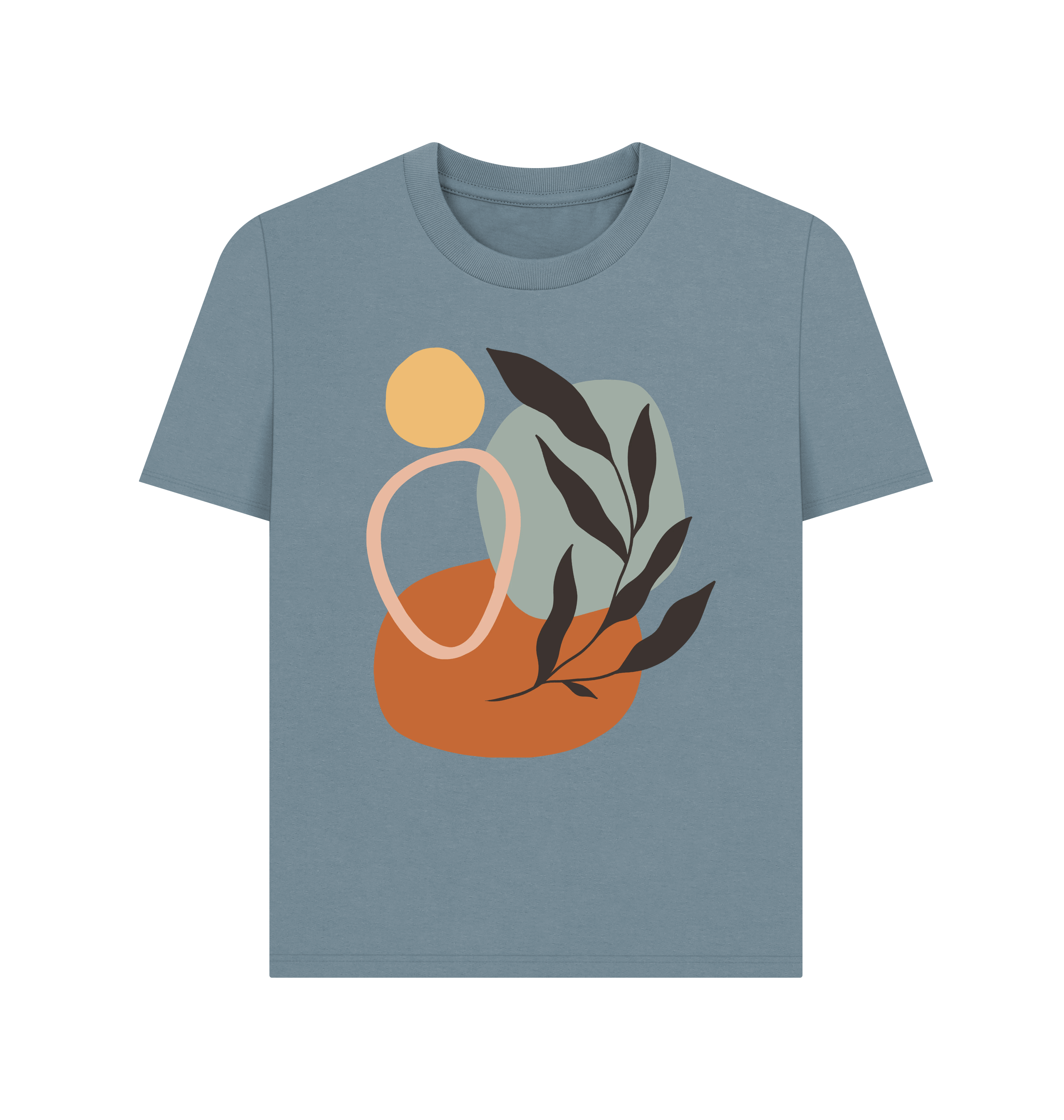 Stone Blue Printed T-shirt Front