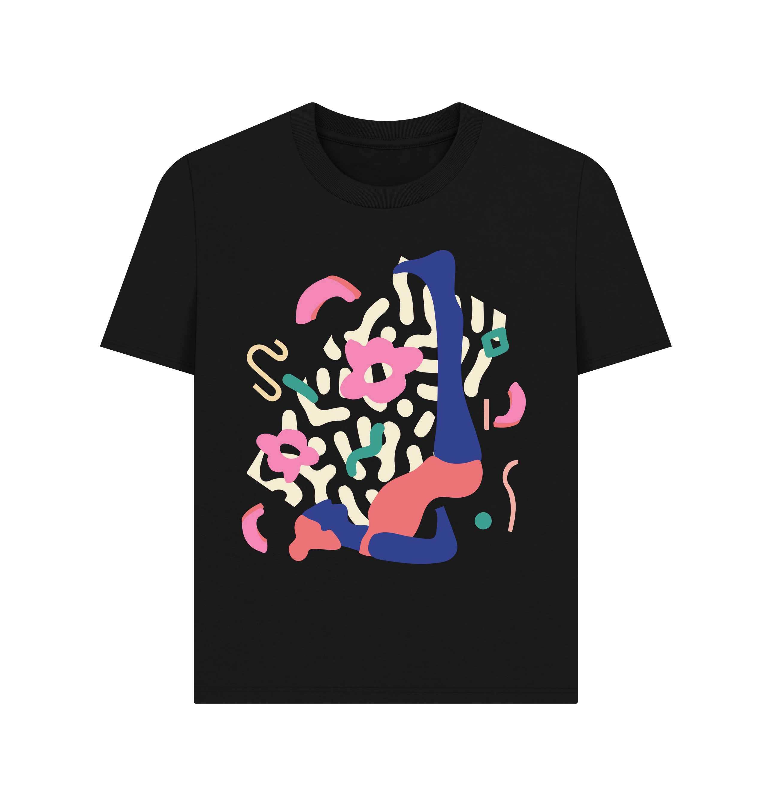 Black Printed T-shirt Front