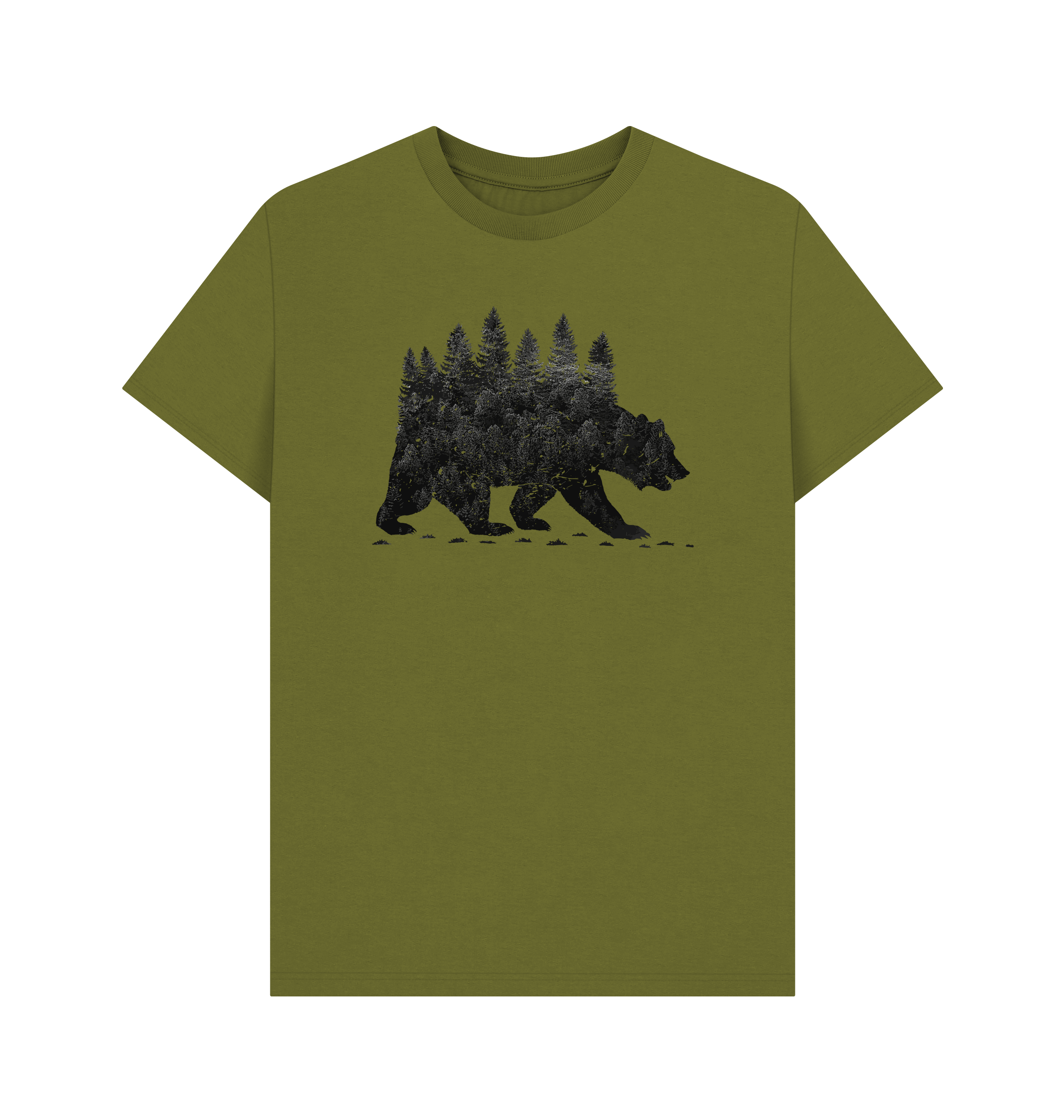 Moss Green Printed T-shirt Front