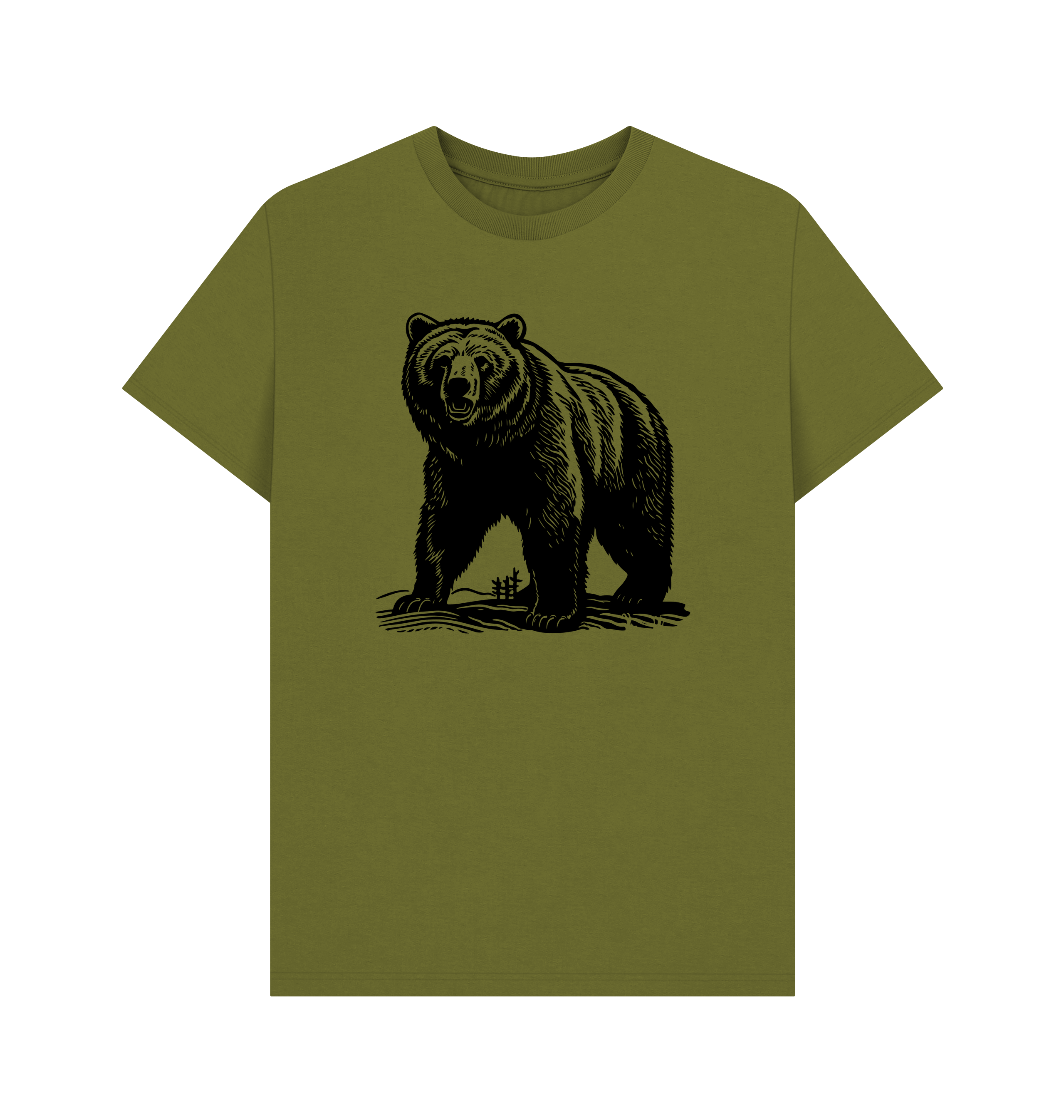 Moss Green Printed T-shirt Front
