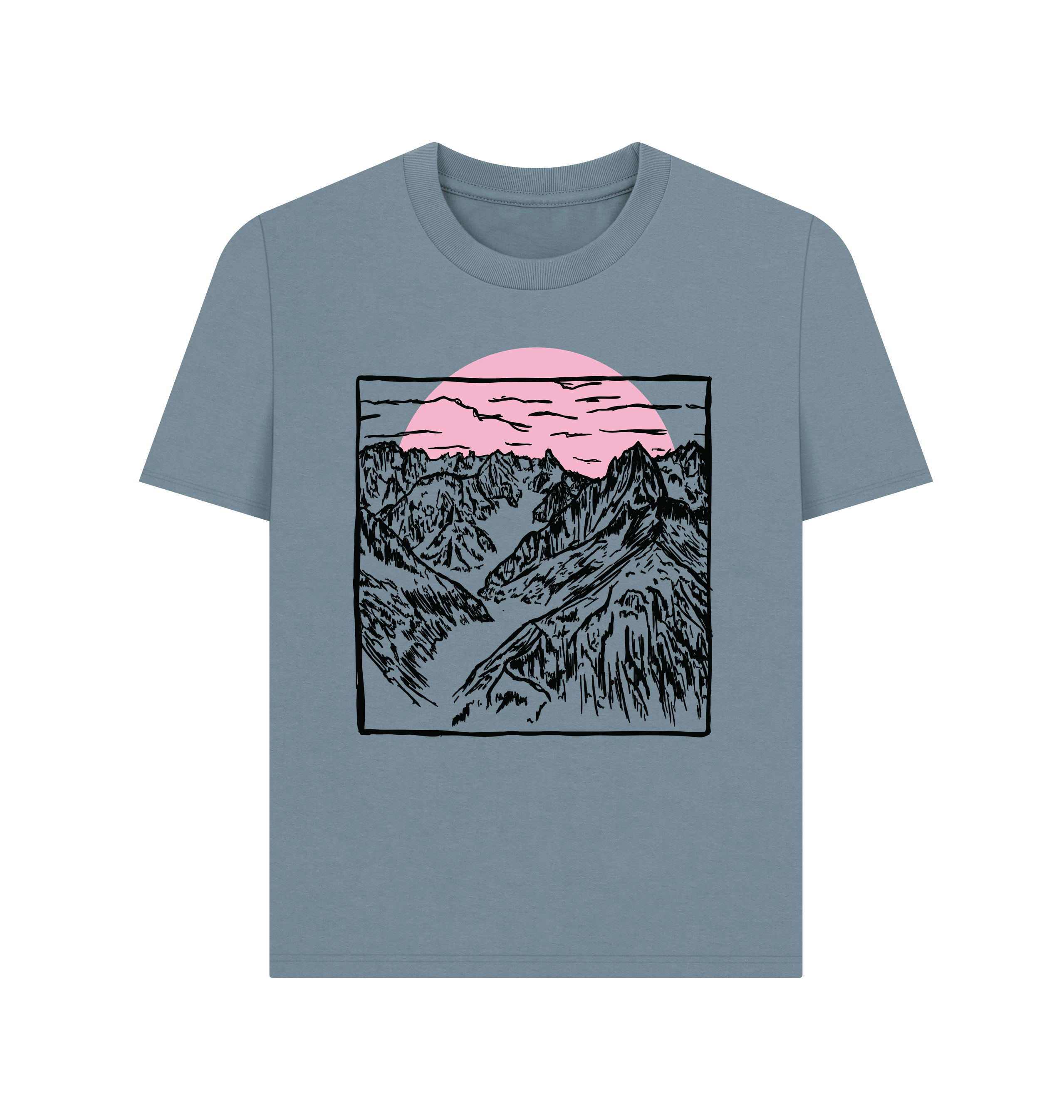 Stone Blue Printed T-shirt Front