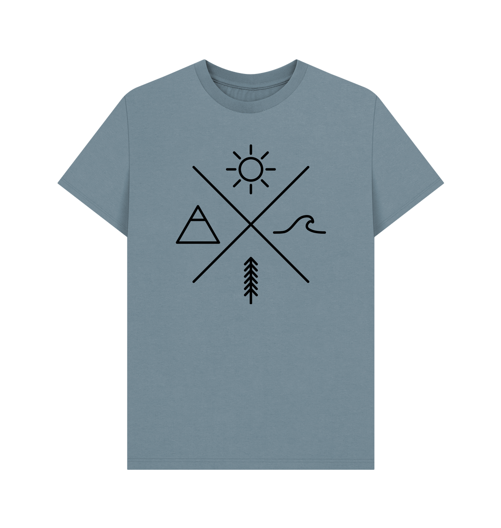 Stone Blue Printed T-shirt Front