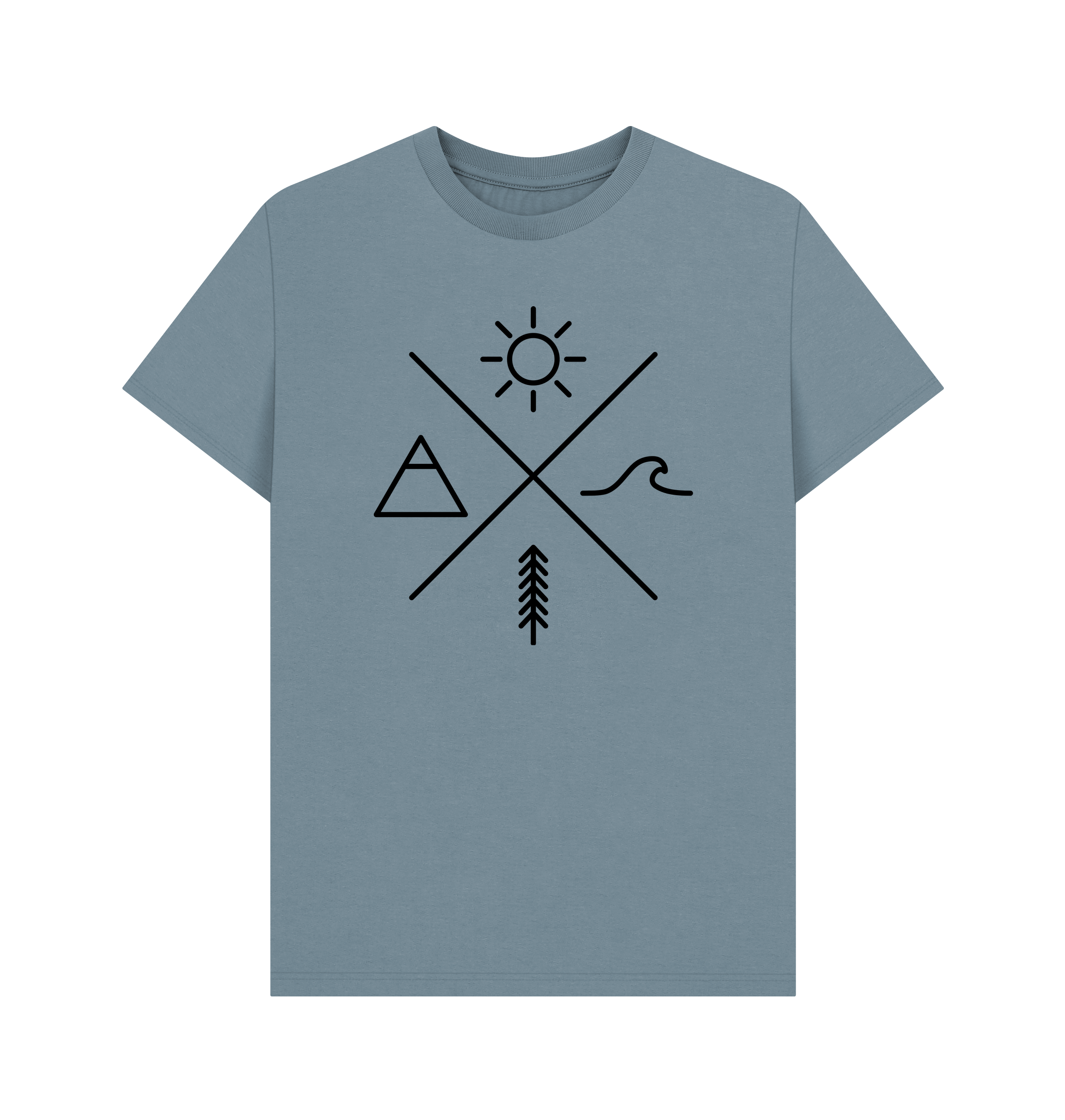 Stone Blue Printed T-shirt Front