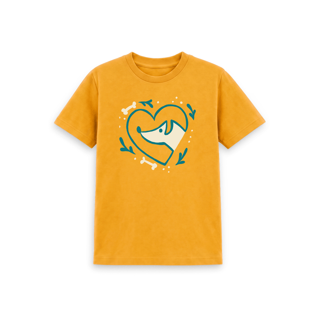 Mustard Printed Kids T-Shirt Front
