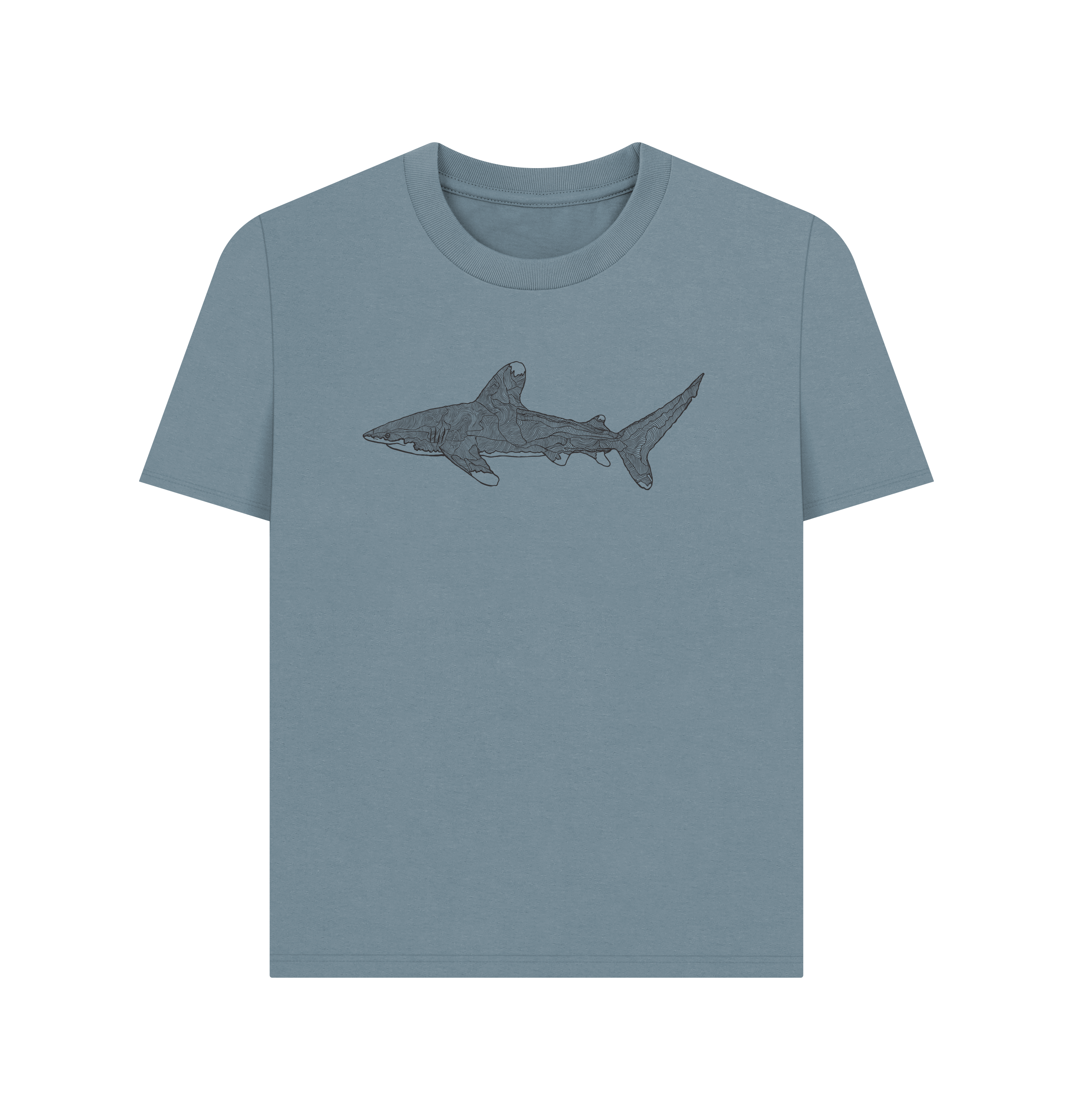 Stone Blue Printed T-shirt Front