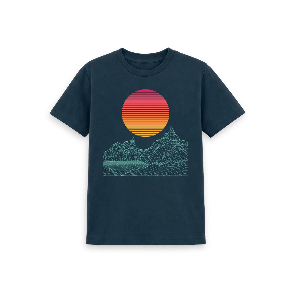 Denim Blue Printed Kids T-Shirt Front