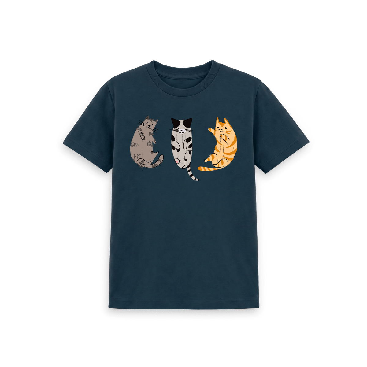 Denim Blue Printed Kids T-Shirt Front