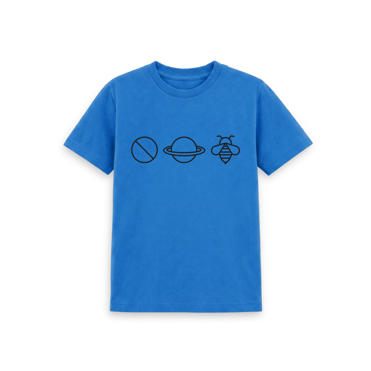 Bright Blue Printed Kids T-Shirt Front