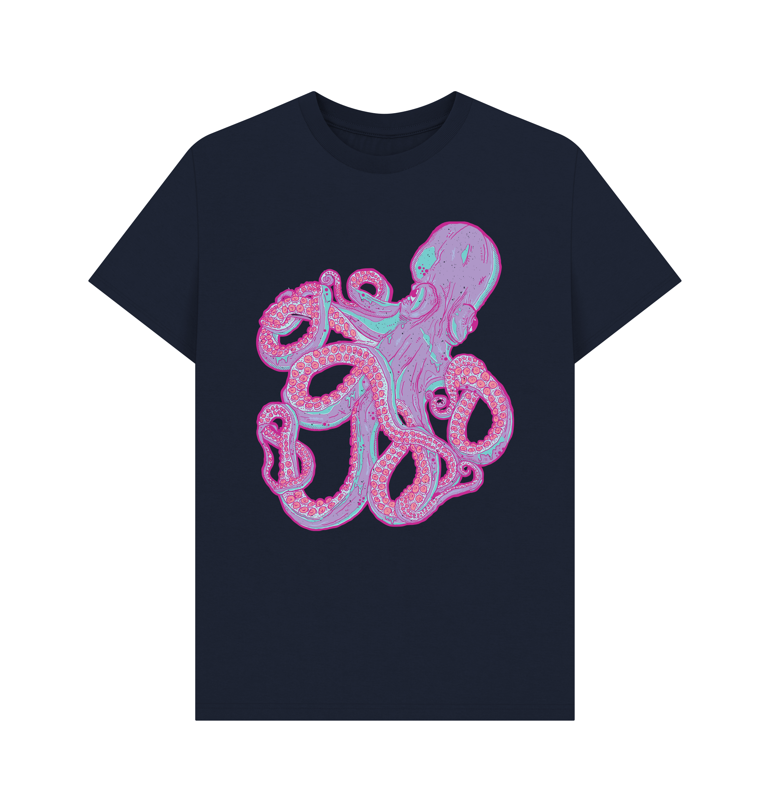 Navy Blue Printed T-shirt Front