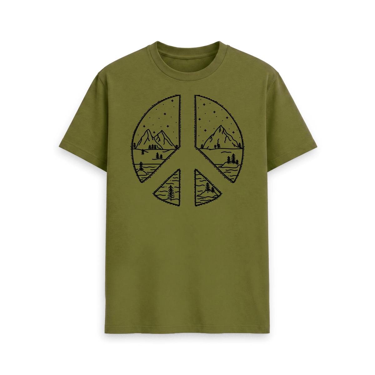 Moss Green Printed T-shirt Front