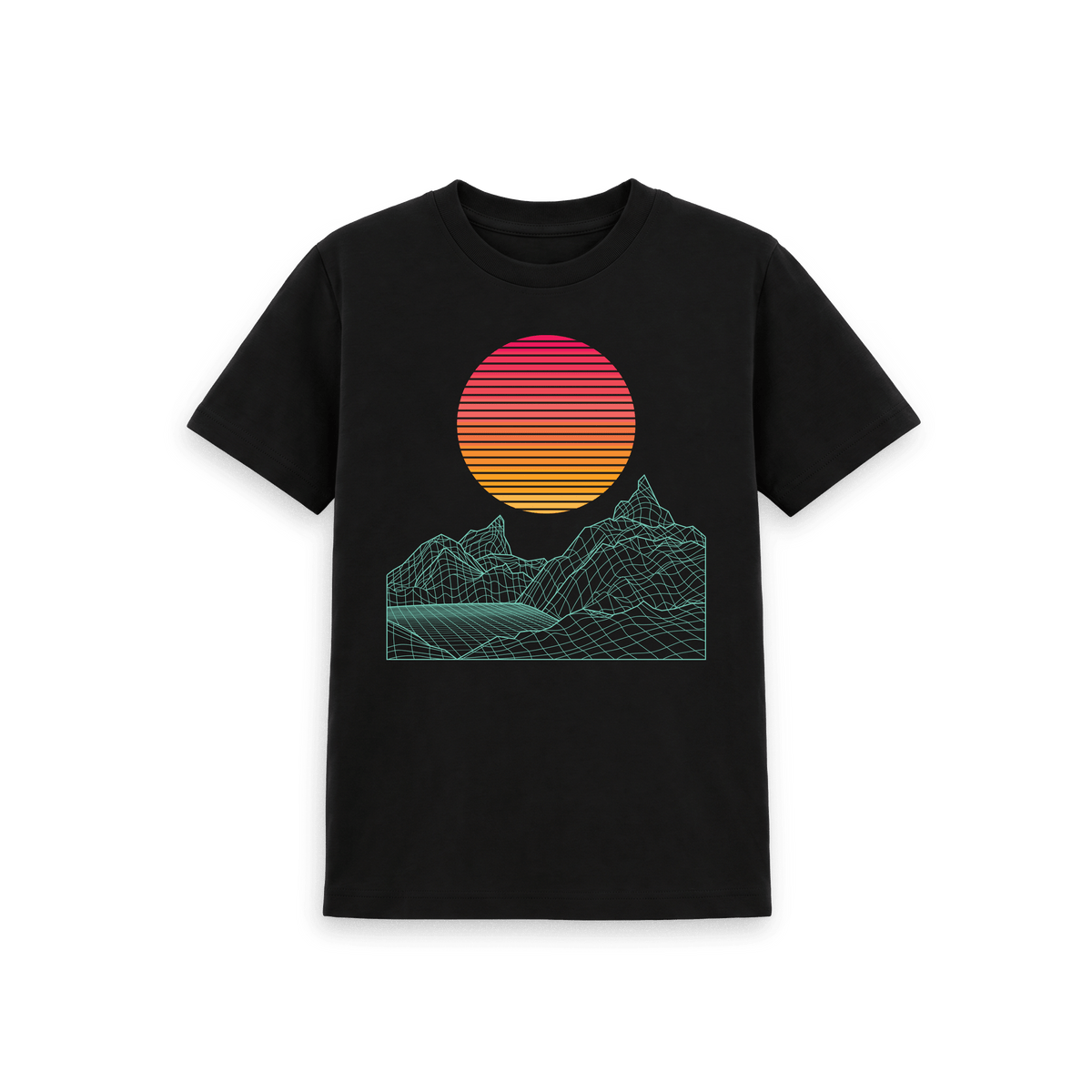 Black Printed Kids T-Shirt Front