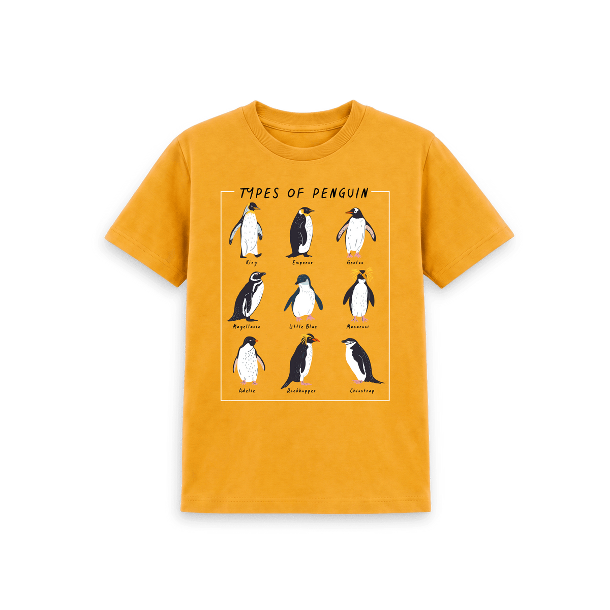 Mustard Printed Kids T-Shirt Front