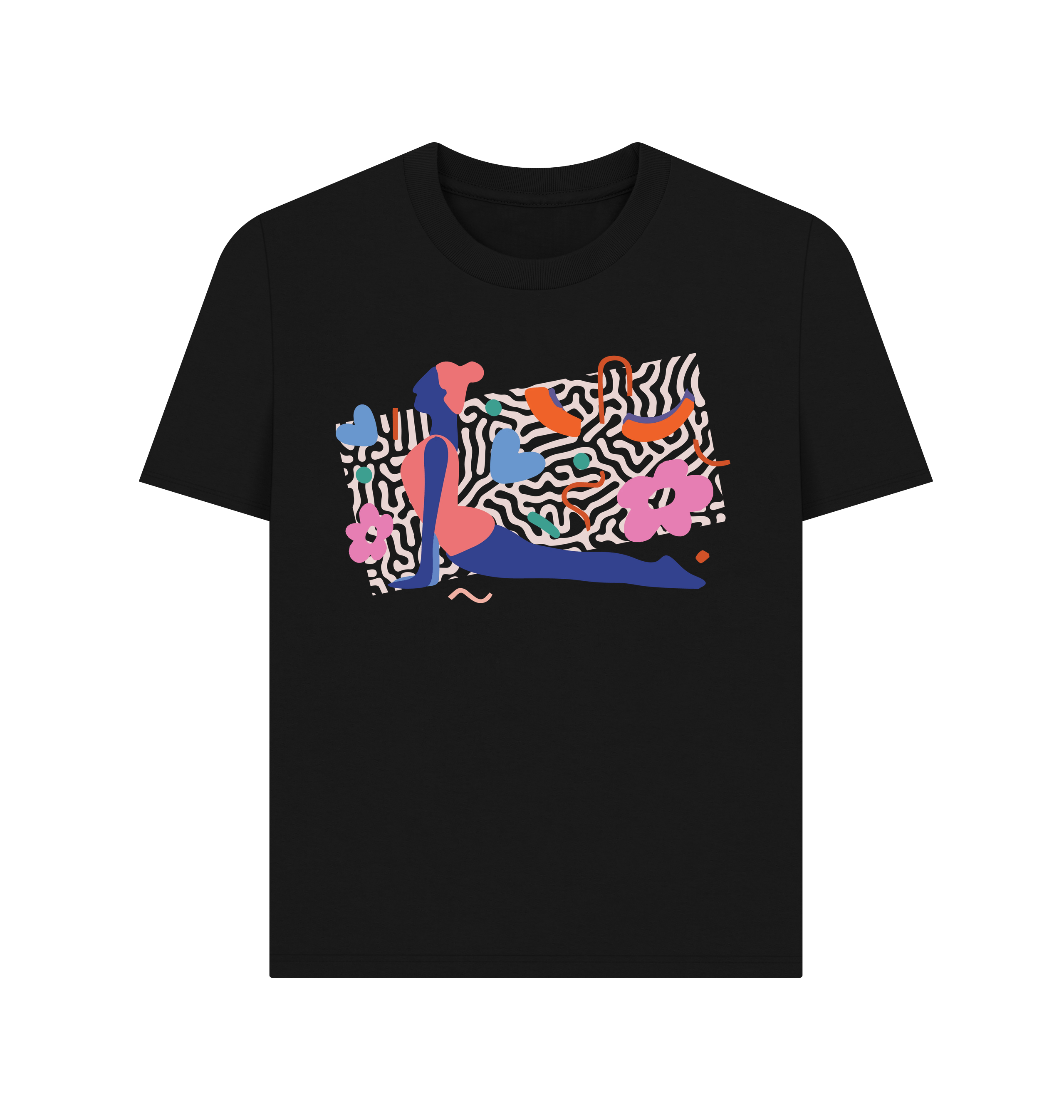 Black Printed T-shirt Front
