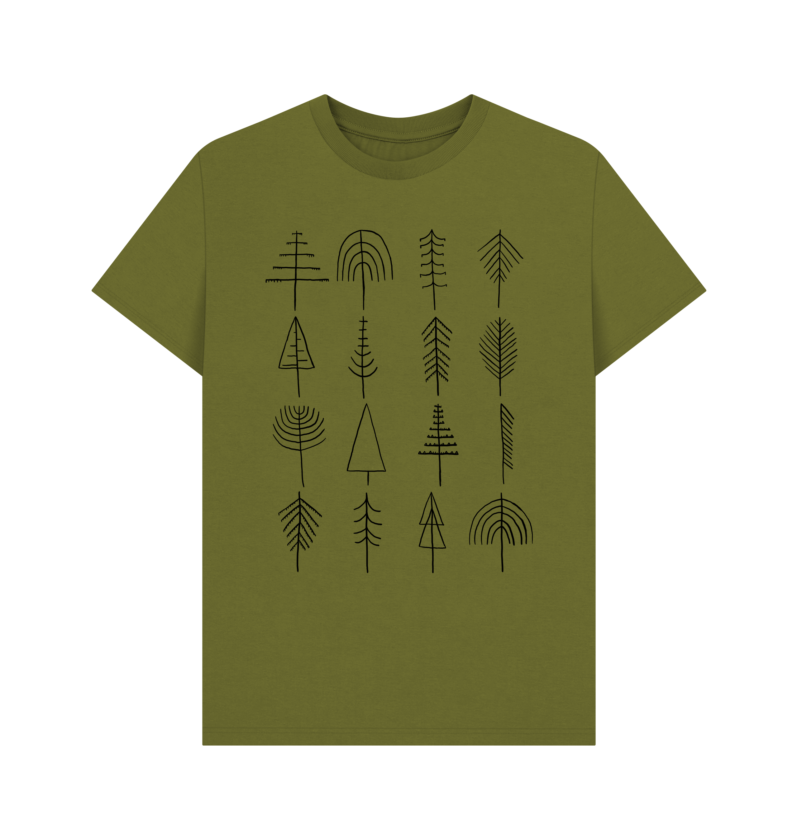 Moss Green Printed T-shirt Front
