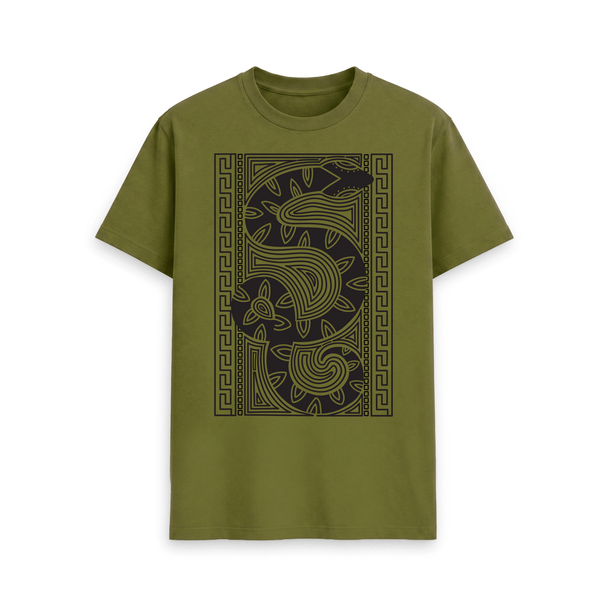 Moss Green Printed T-shirt Front