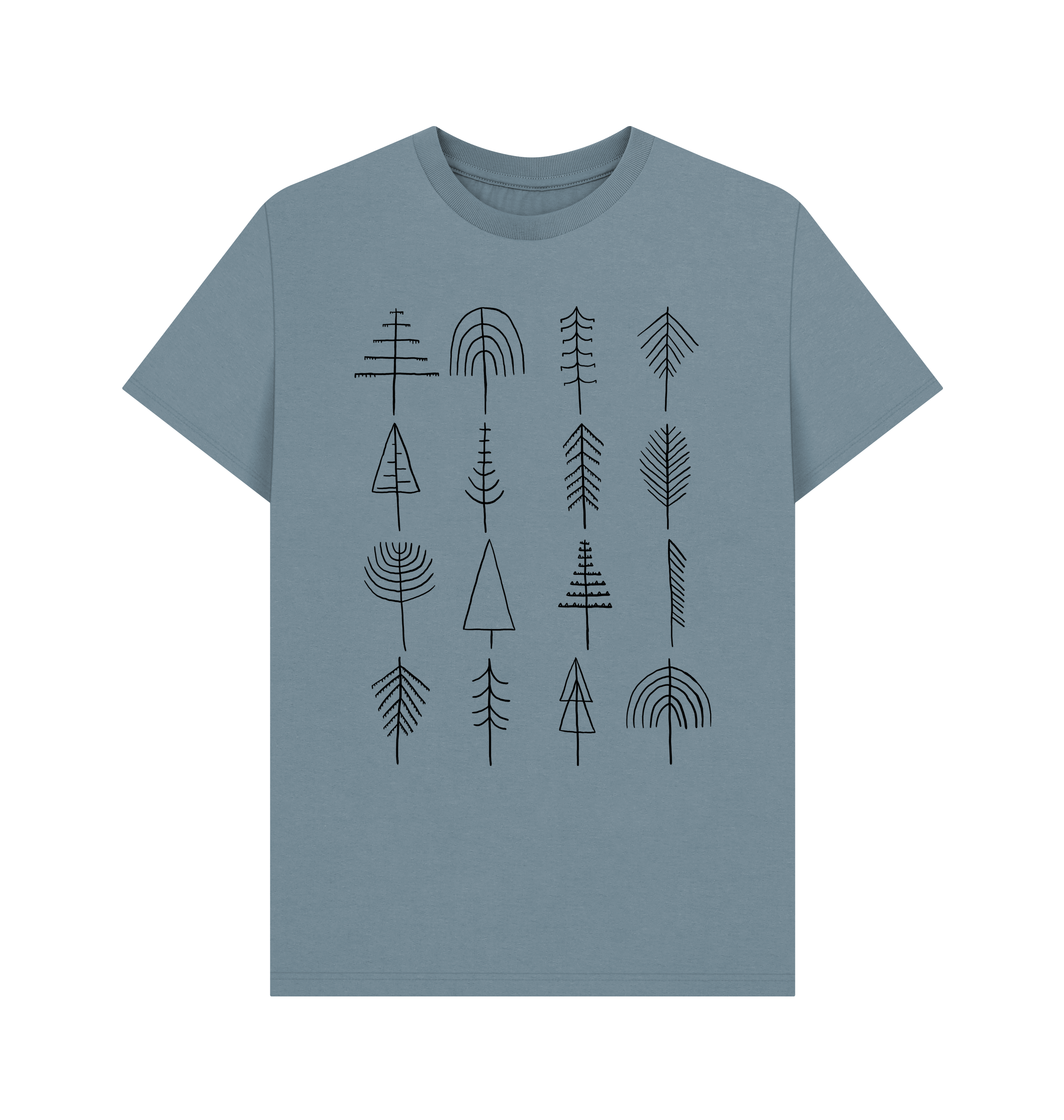 Stone Blue Printed T-shirt Front