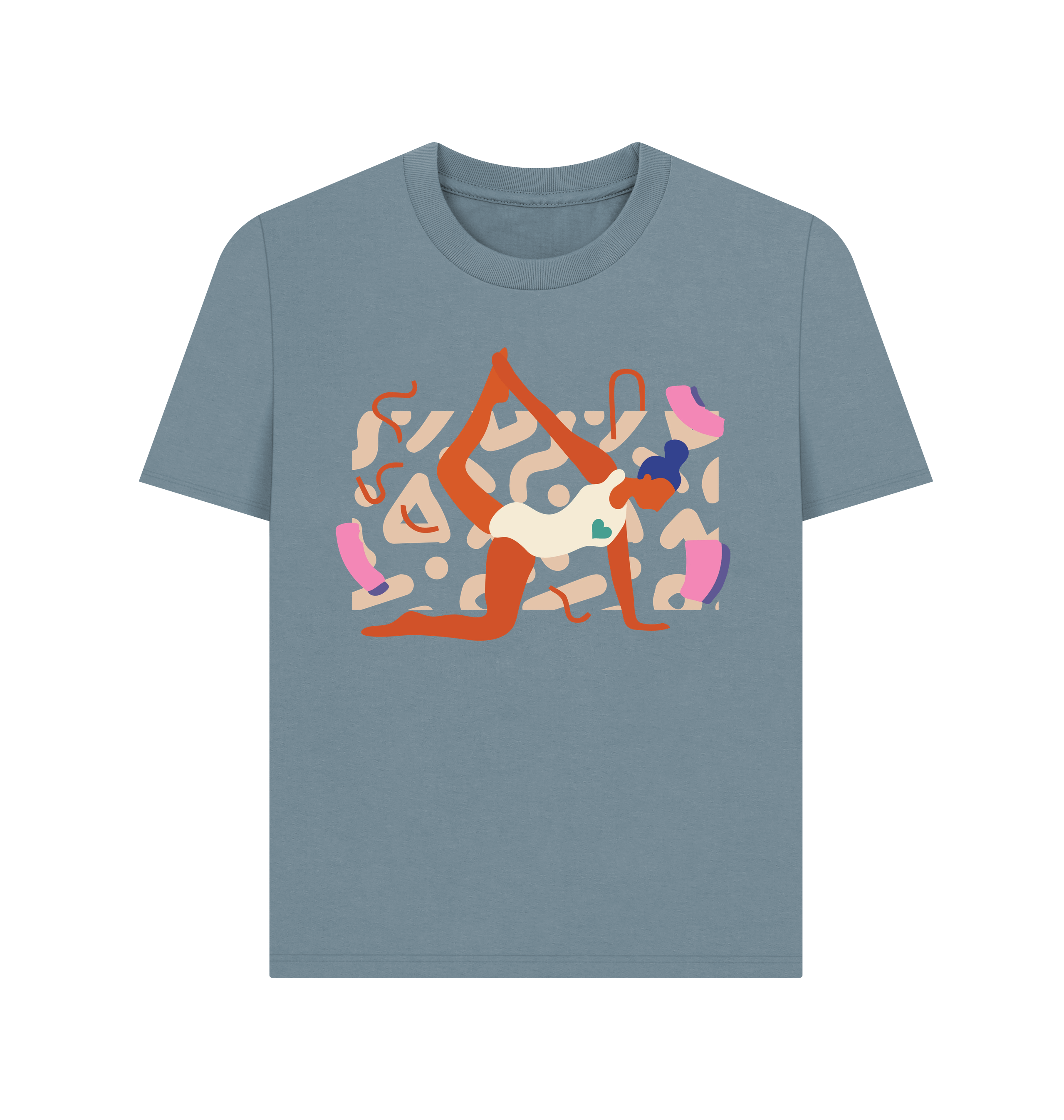 Stone Blue Printed T-shirt Front