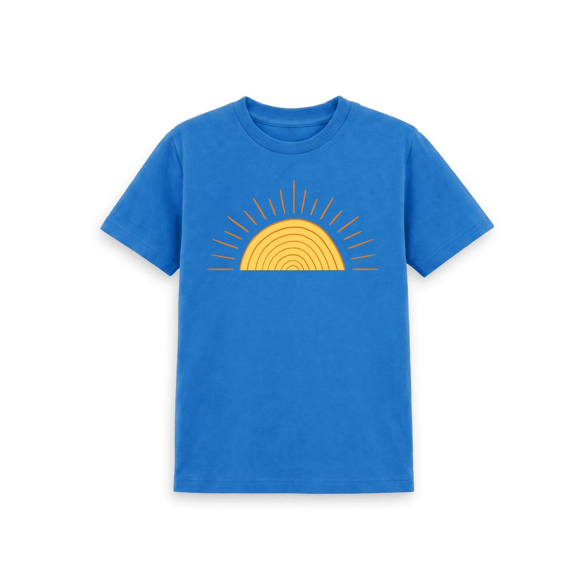 Bright Blue Printed Kids T-Shirt Front