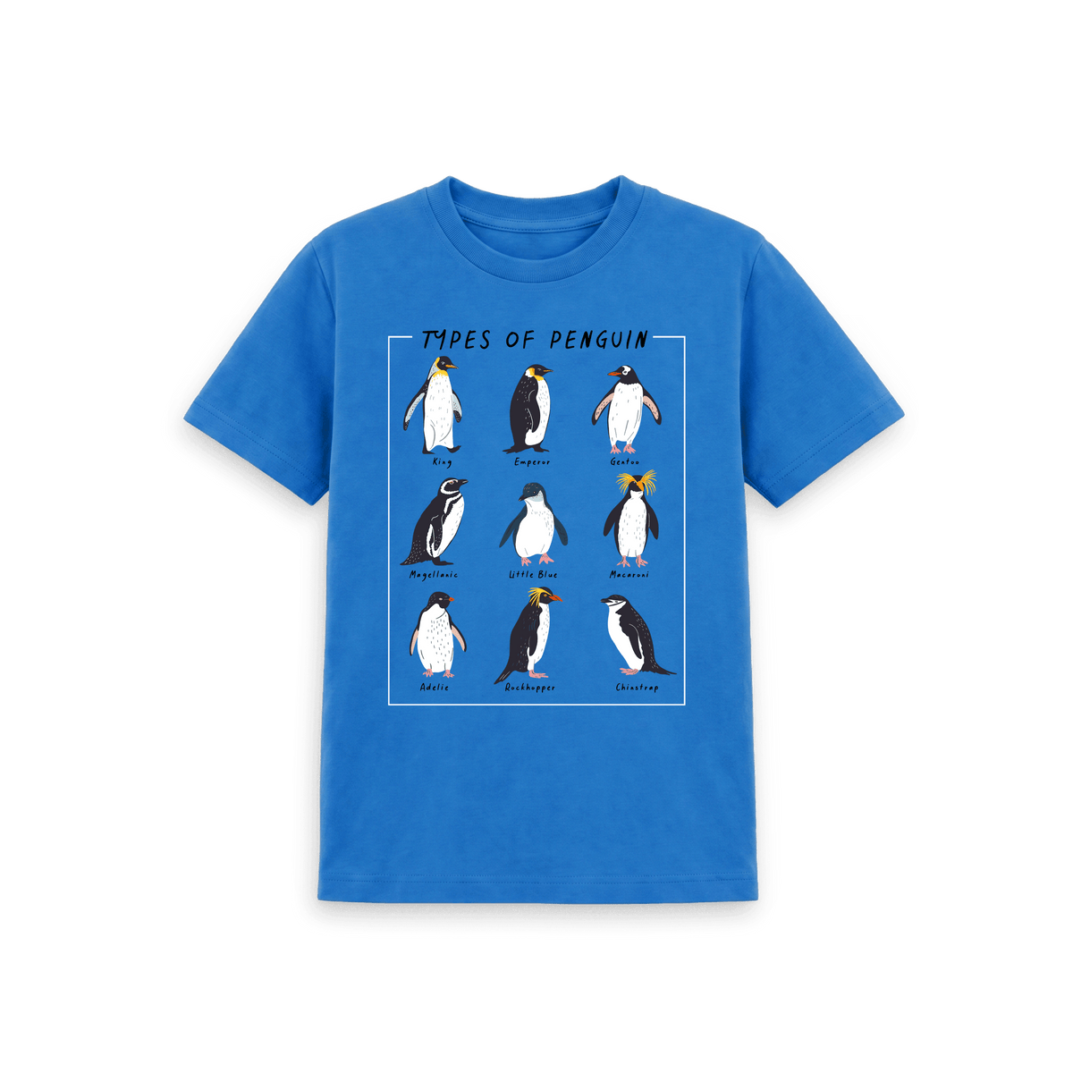Bright Blue Printed Kids T-Shirt Front