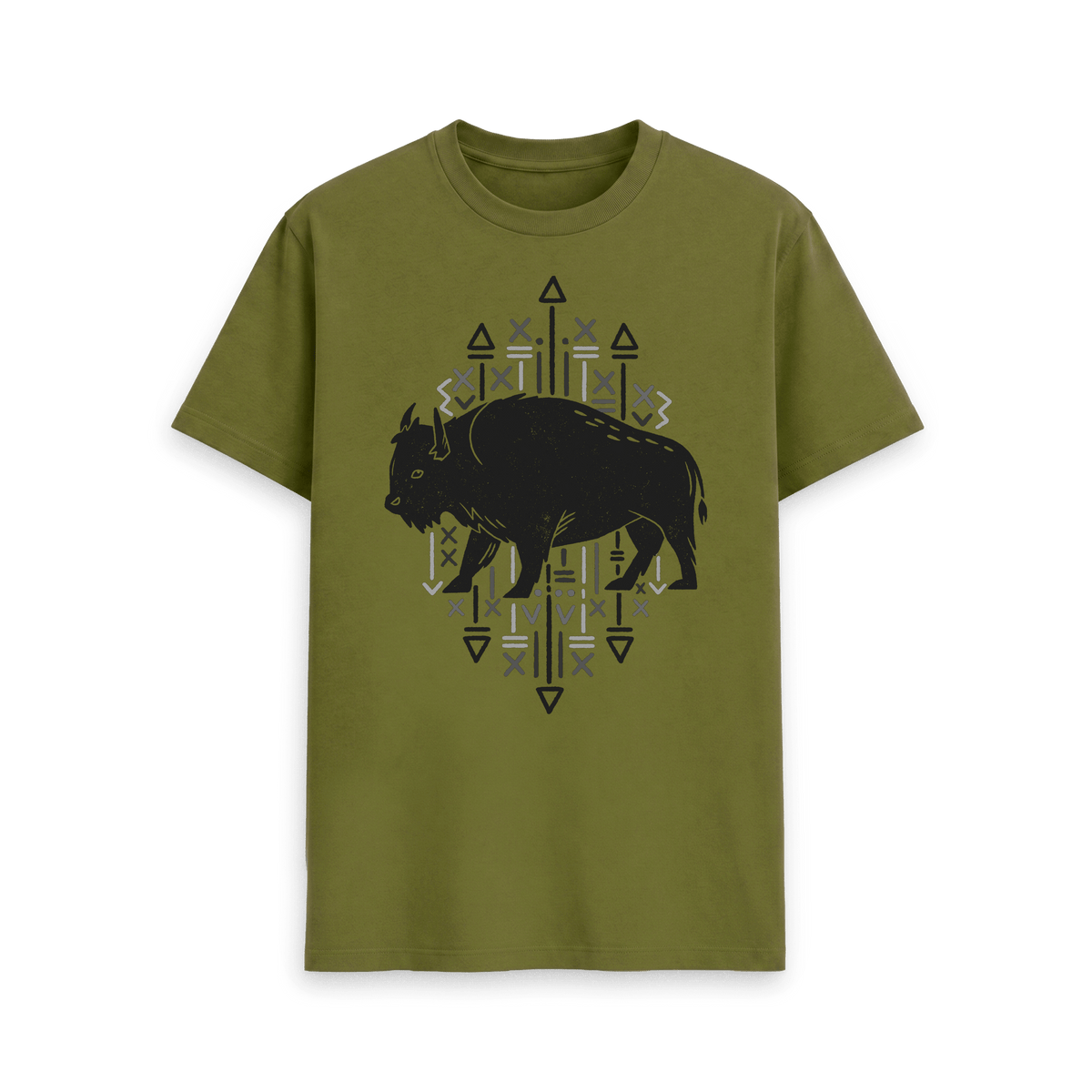 Moss Green Printed T-shirt Front