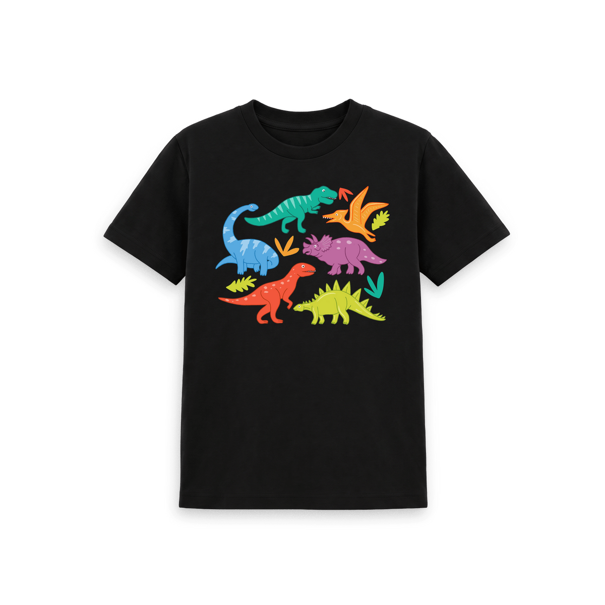 Black Printed Kids T-Shirt Front