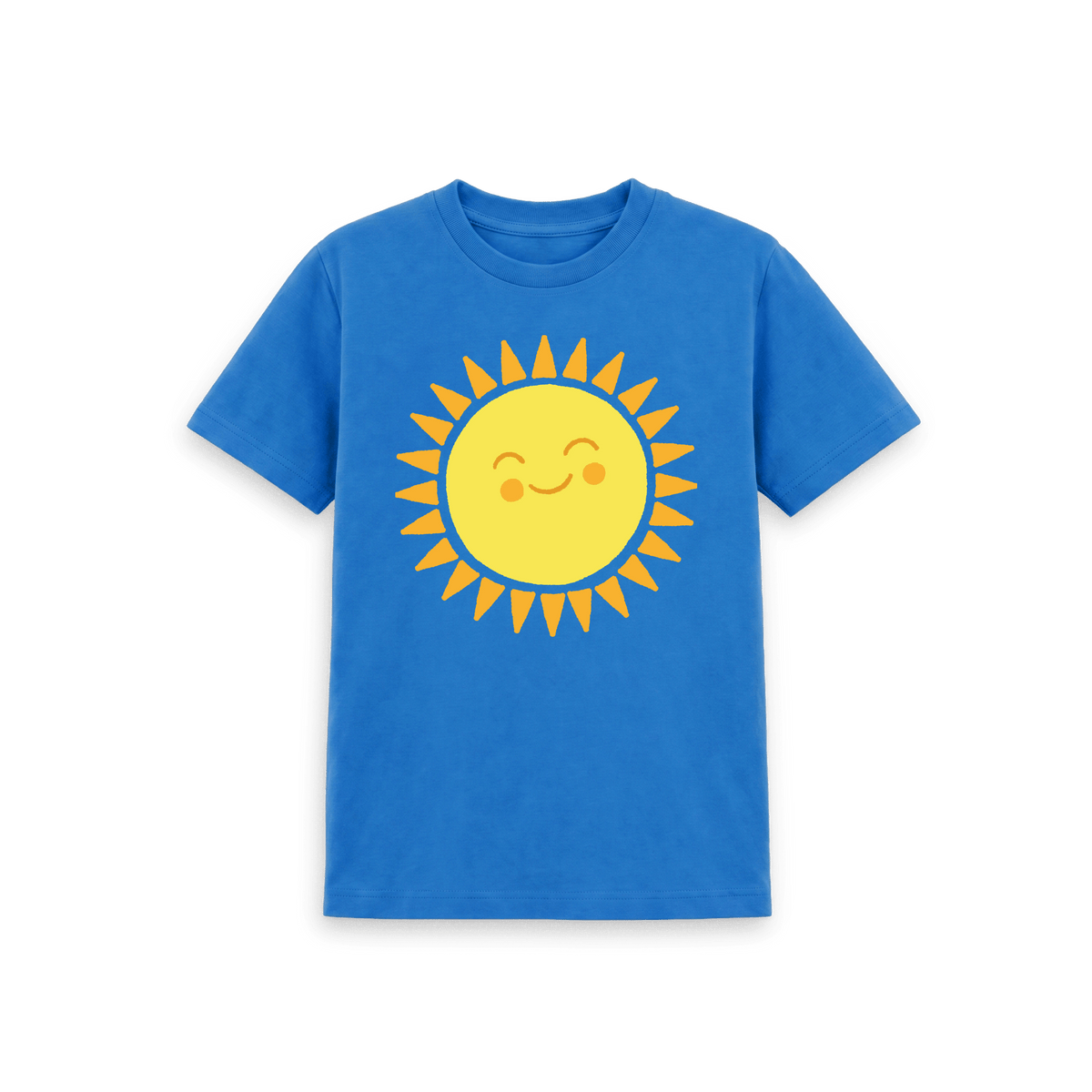 Bright Blue Printed Kids T-Shirt Front