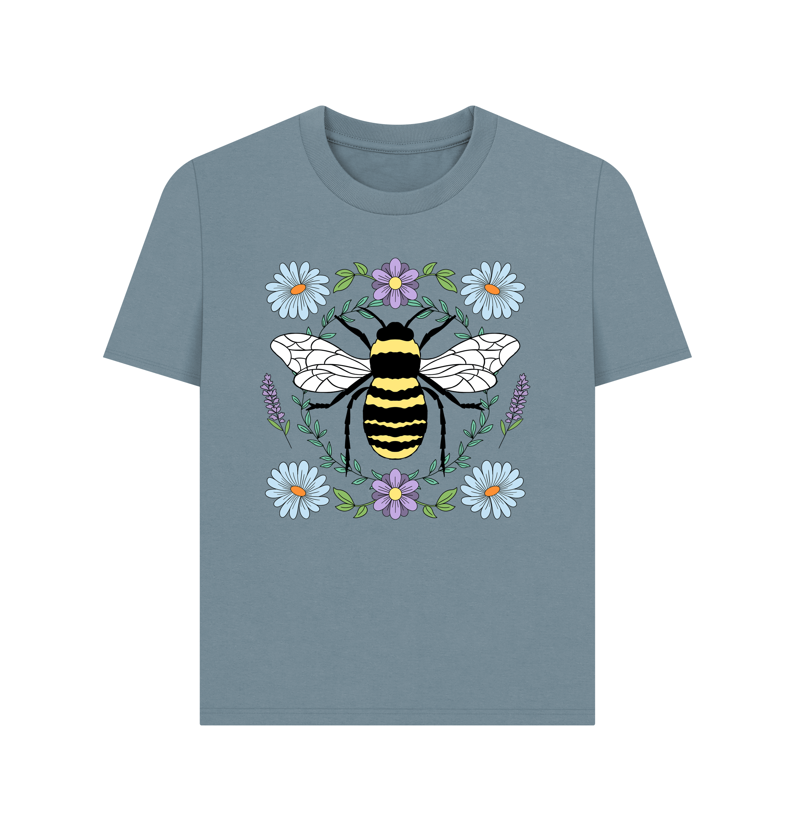 Stone Blue Printed T-shirt Front