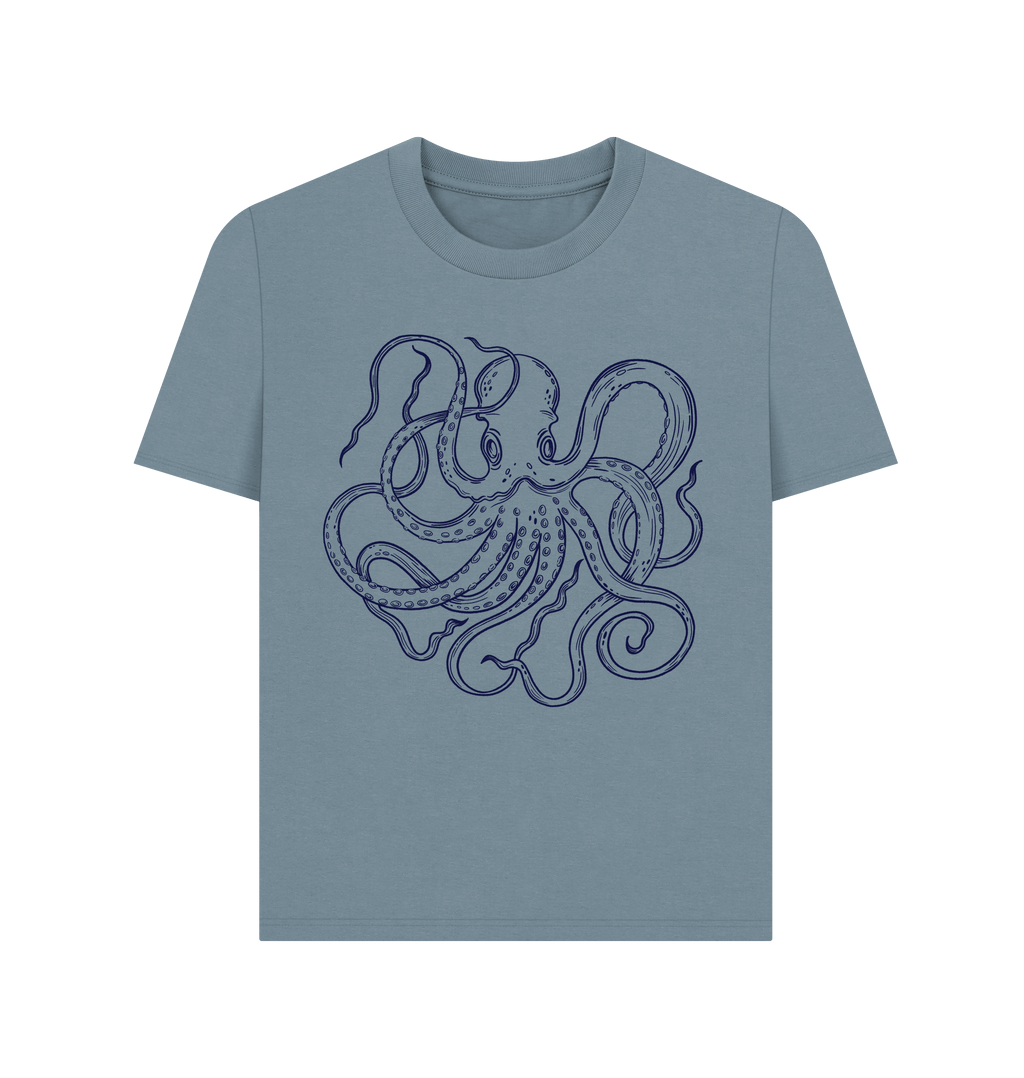 Stone Blue Printed T-shirt Front