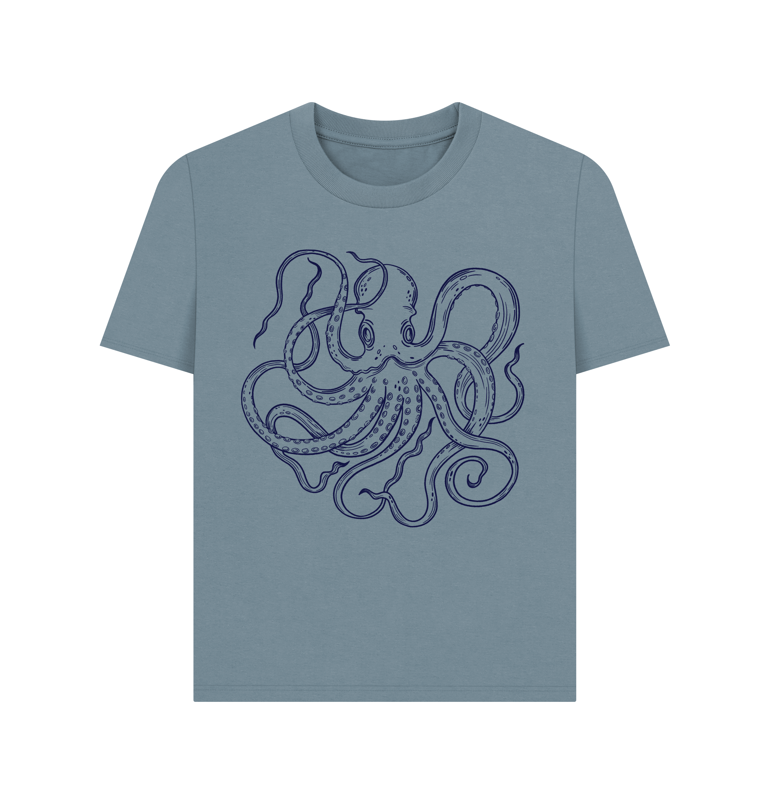 Stone Blue Printed T-shirt Front