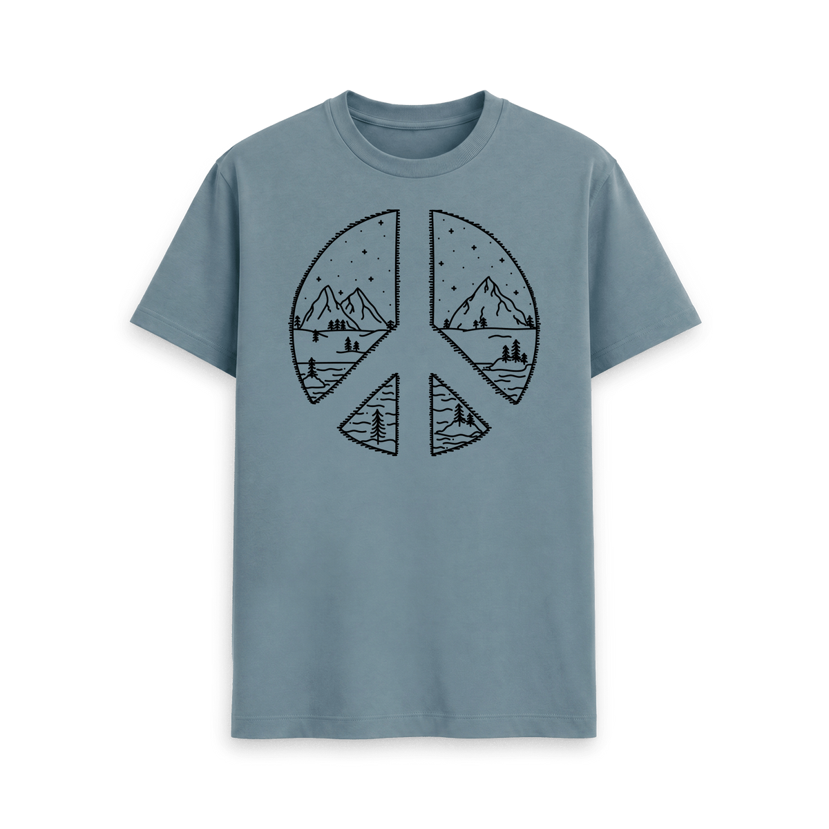 Stone Blue Printed T-shirt Front
