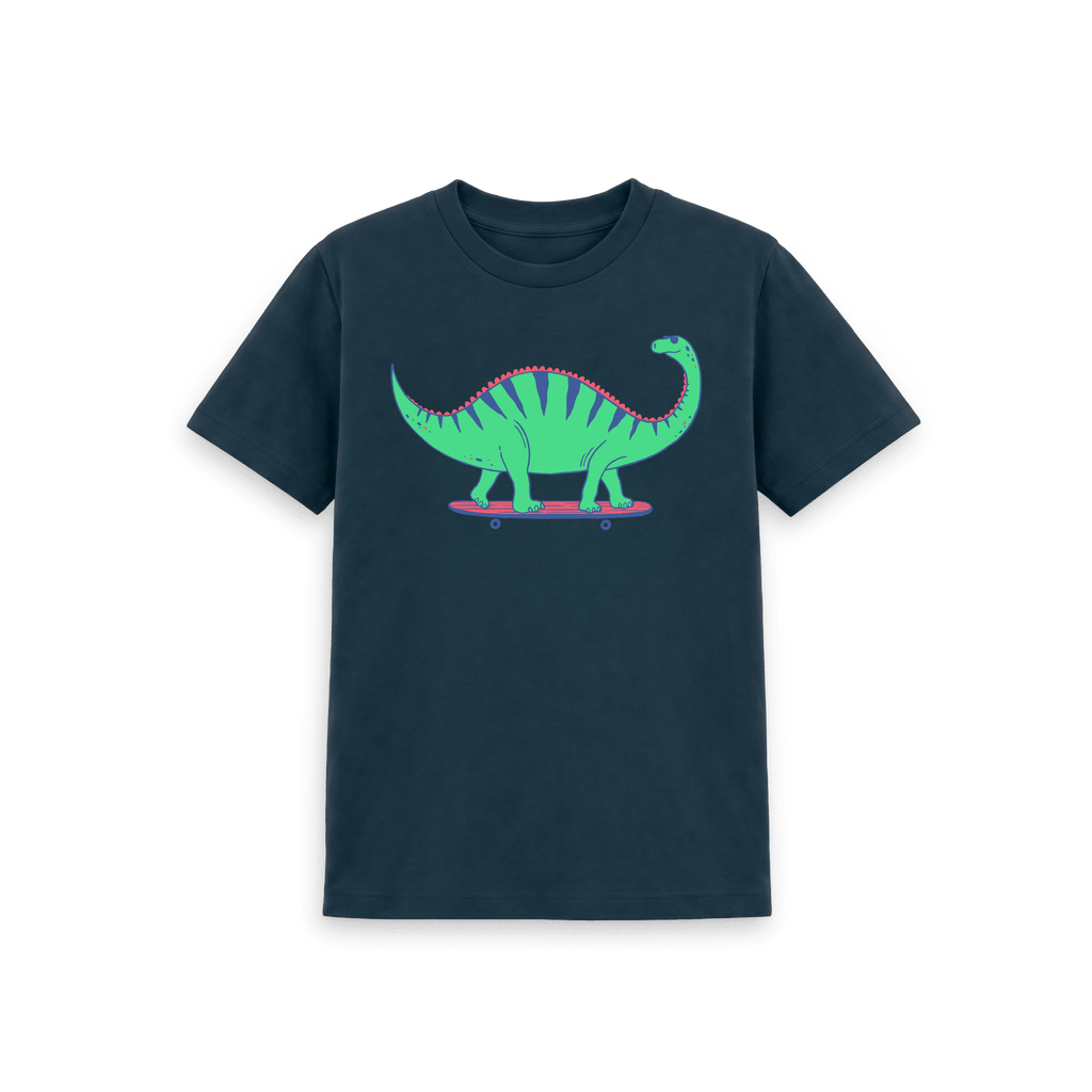 Denim Blue Printed Kids T-Shirt Front