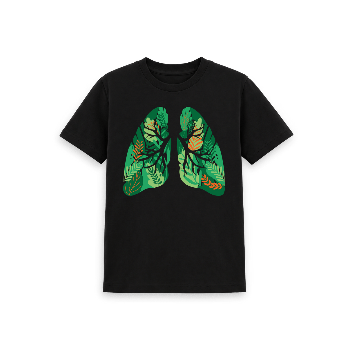 Black Printed Kids T-Shirt Front
