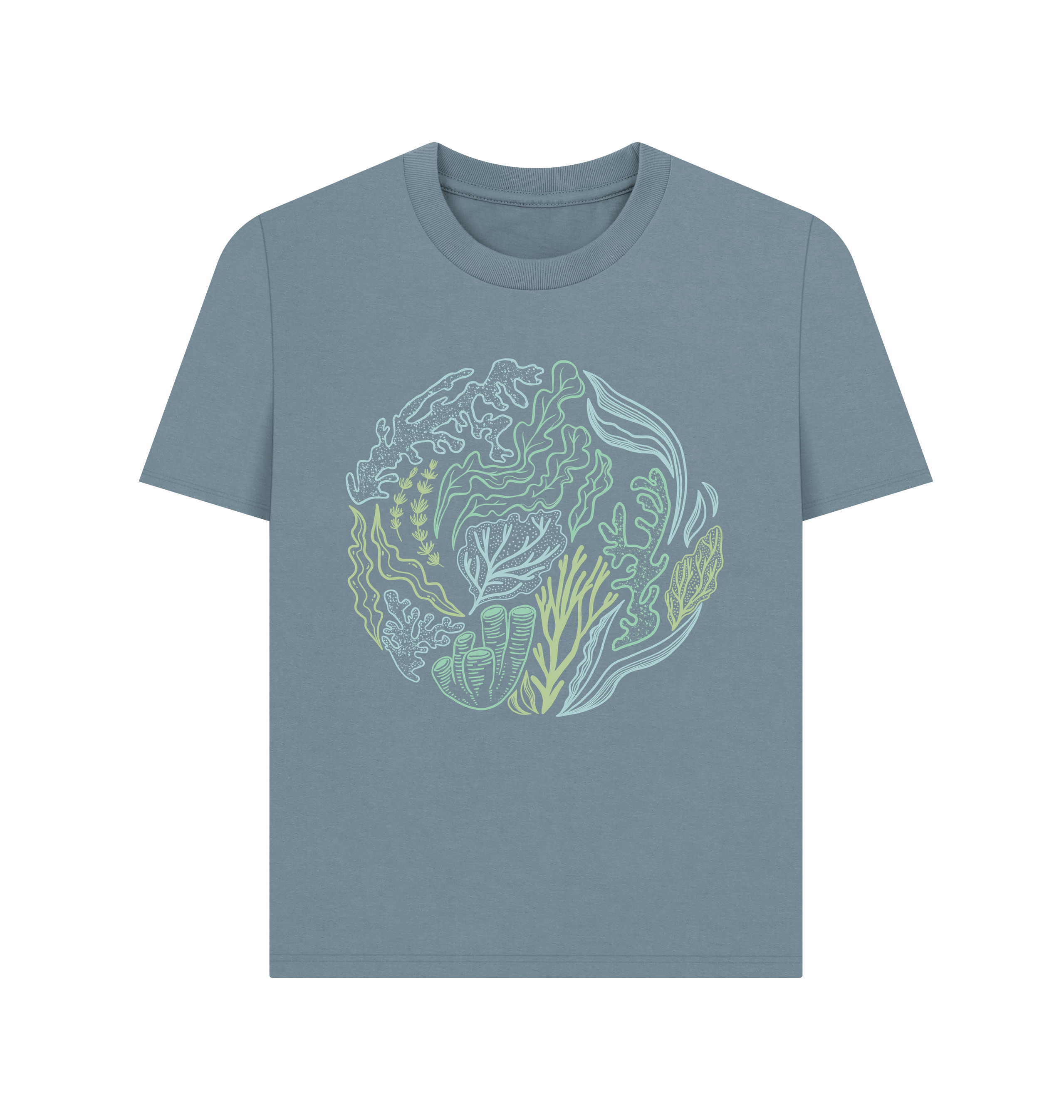 Stone Blue Printed T-shirt Front