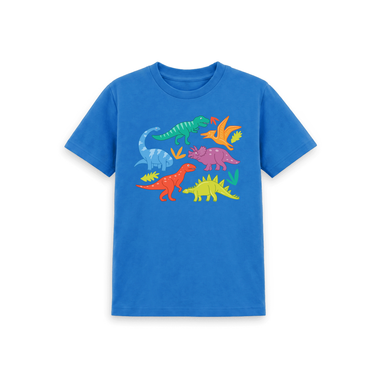 Bright Blue Printed Kids T-Shirt Front