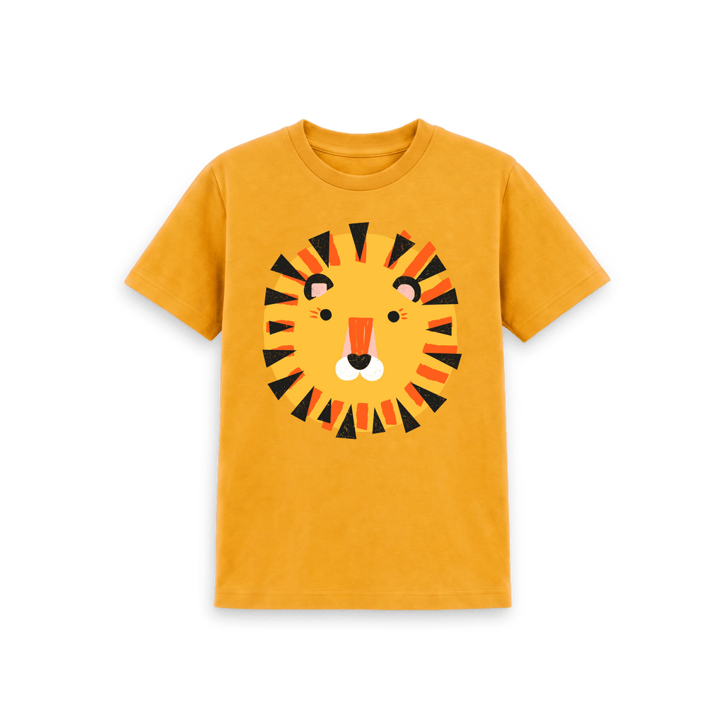 Mustard Printed Kids T-Shirt Front