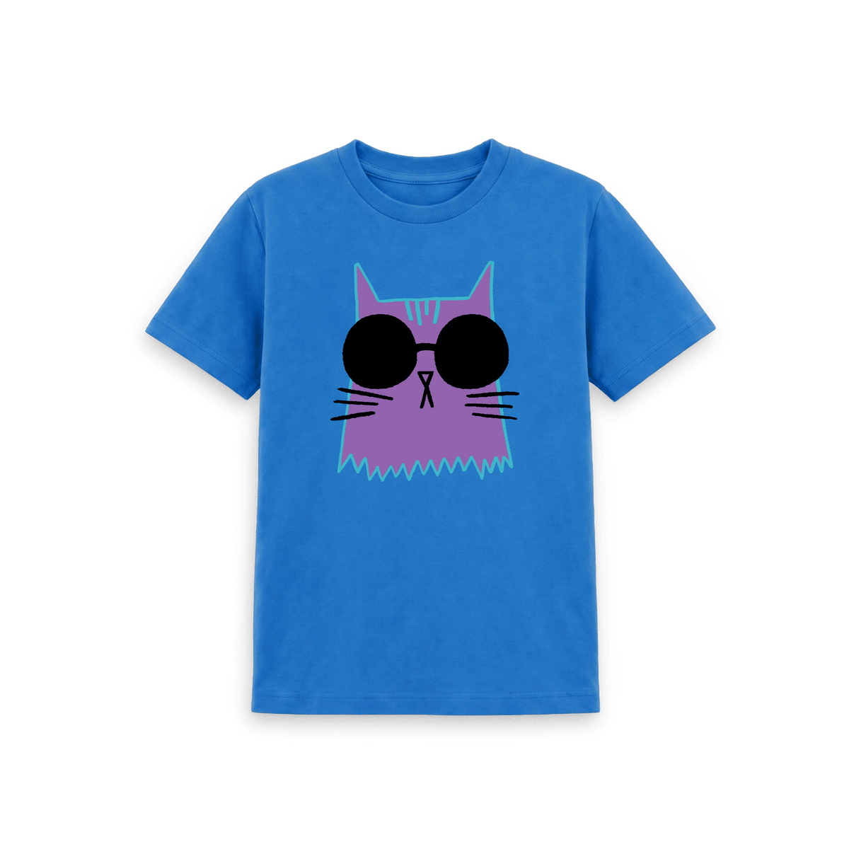 Bright Blue Printed Kids T-Shirt Front