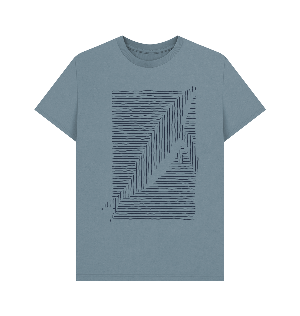 Stone Blue Printed T-shirt Front