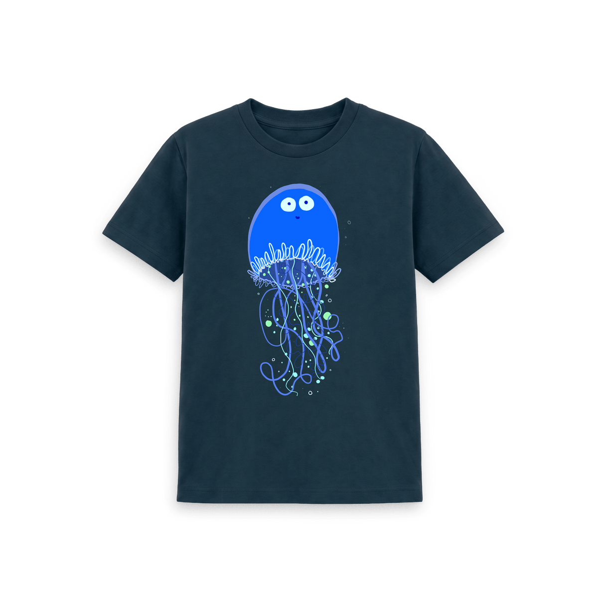 Denim Blue Printed Kids T-Shirt Front