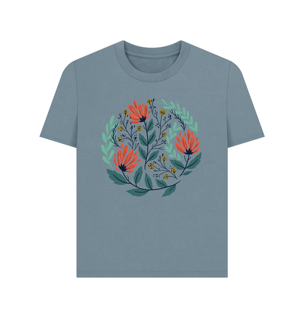 Stone Blue Printed T-shirt Front