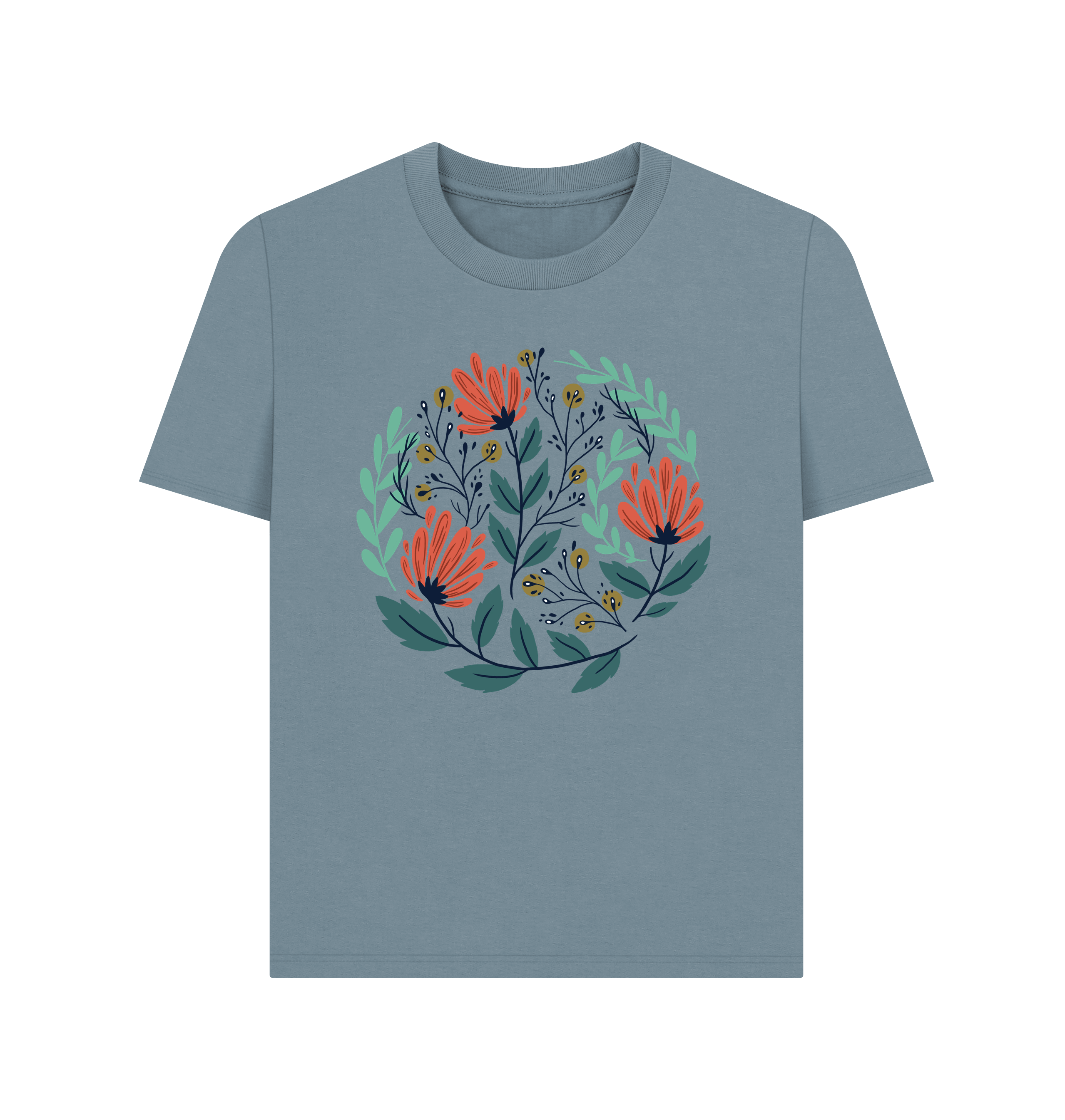 Stone Blue Printed T-shirt Front