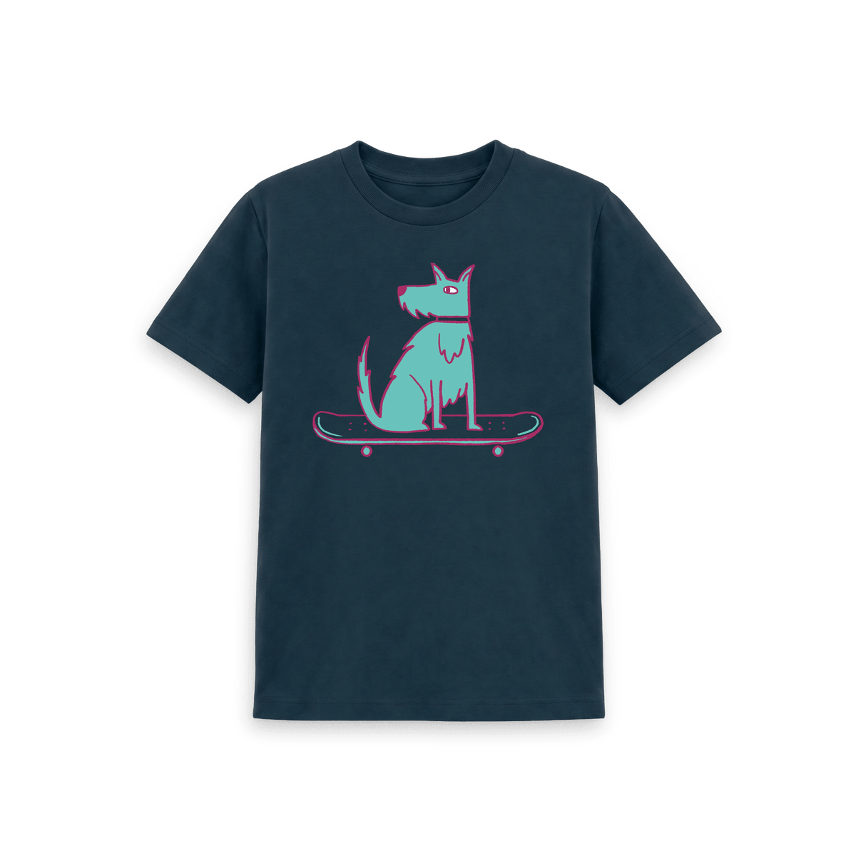 Denim Blue Printed Kids T-Shirt Front