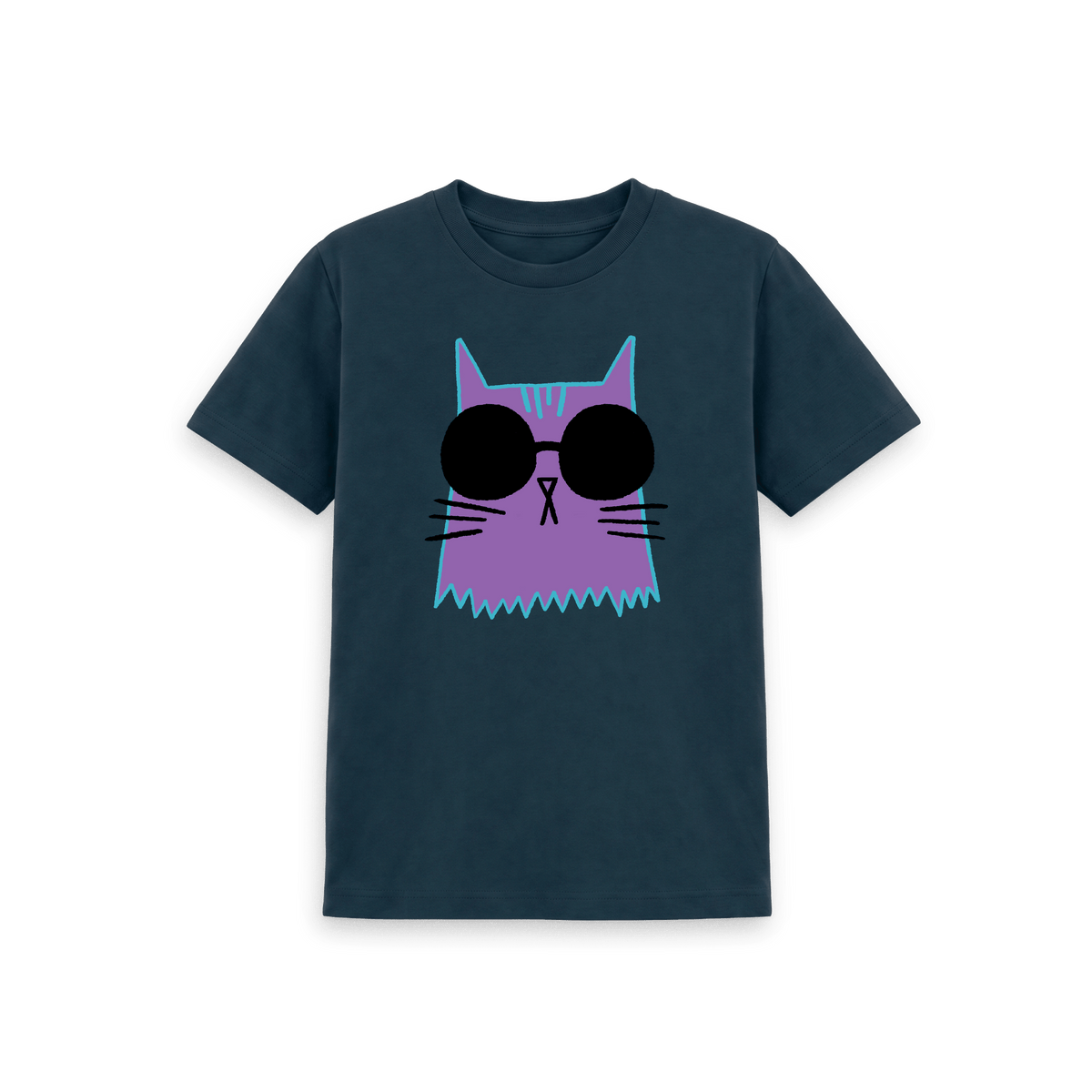 Denim Blue Printed Kids T-Shirt Front